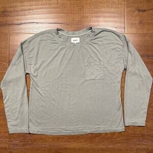 Mate the Label Long Sleeve T Shirt Womens S Gray Pocket T Organic Made In USA